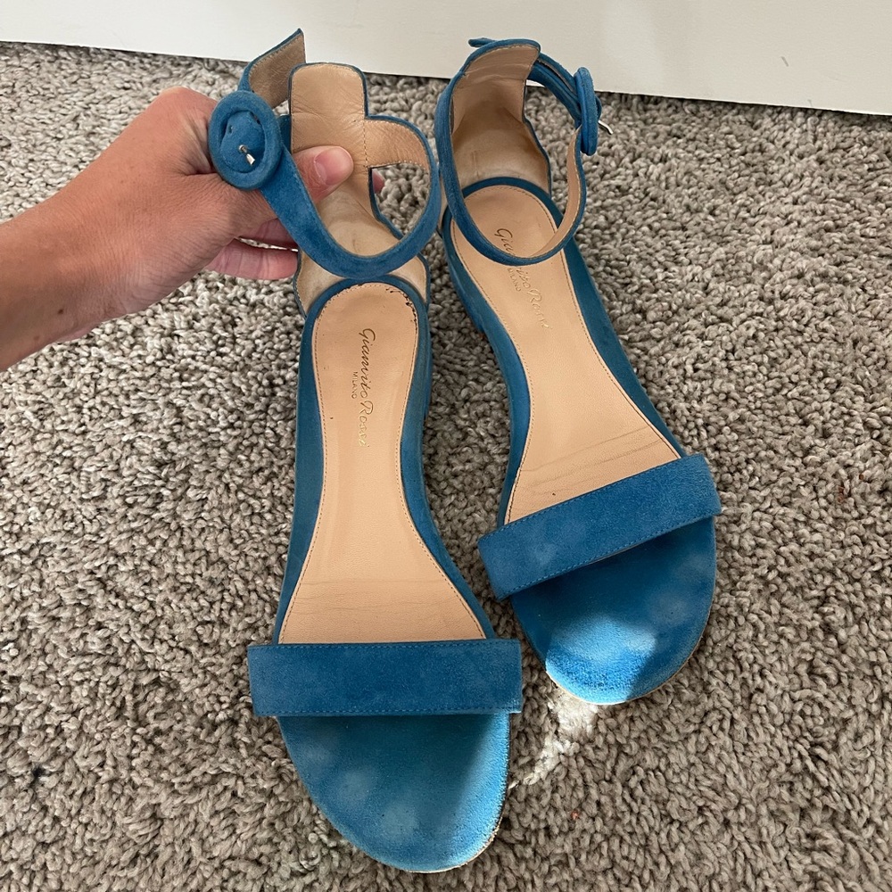 Gianvito Rossi Blue Suede Women's Sandals